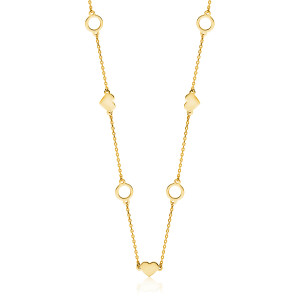 Colier argint placat cu aur galben cu inimi si cercuri DiAmanti Z1686NG-DIA (Argint 925‰ 2,1 g.)
